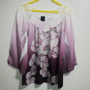 Covington V Neck Print Tops Size XL 100% Polyester Women